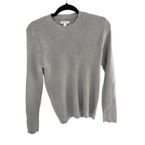 Silver Ribbed Metallic Stretch Sweater Longline Fit NWT Small